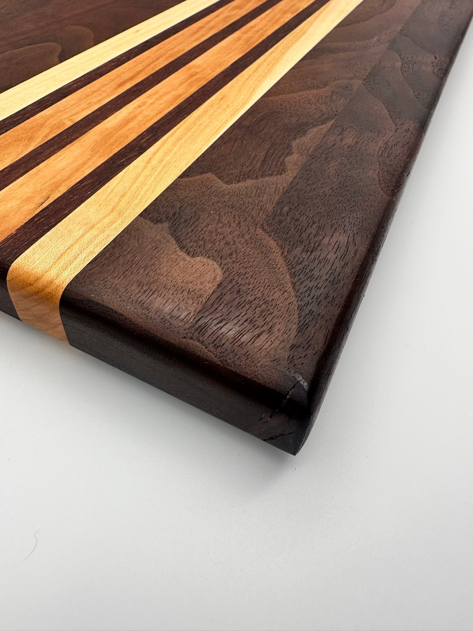 Handmade Walnut Cherry and Maple Cutting Board | Non-Slip Kitchen Prep, Charcuterie Serving Board