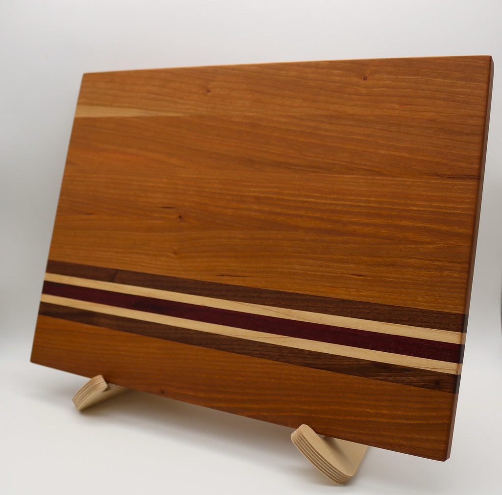 Handmade Cherry Cutting Board with Walnut/Maple/Purple Heart Accent