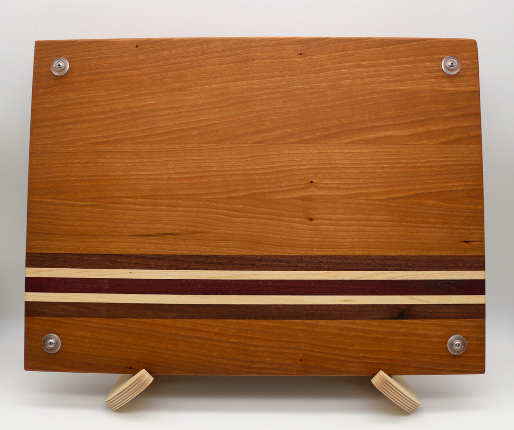 Handmade Cherry Cutting Board with Walnut/Maple/Purple Heart Accent