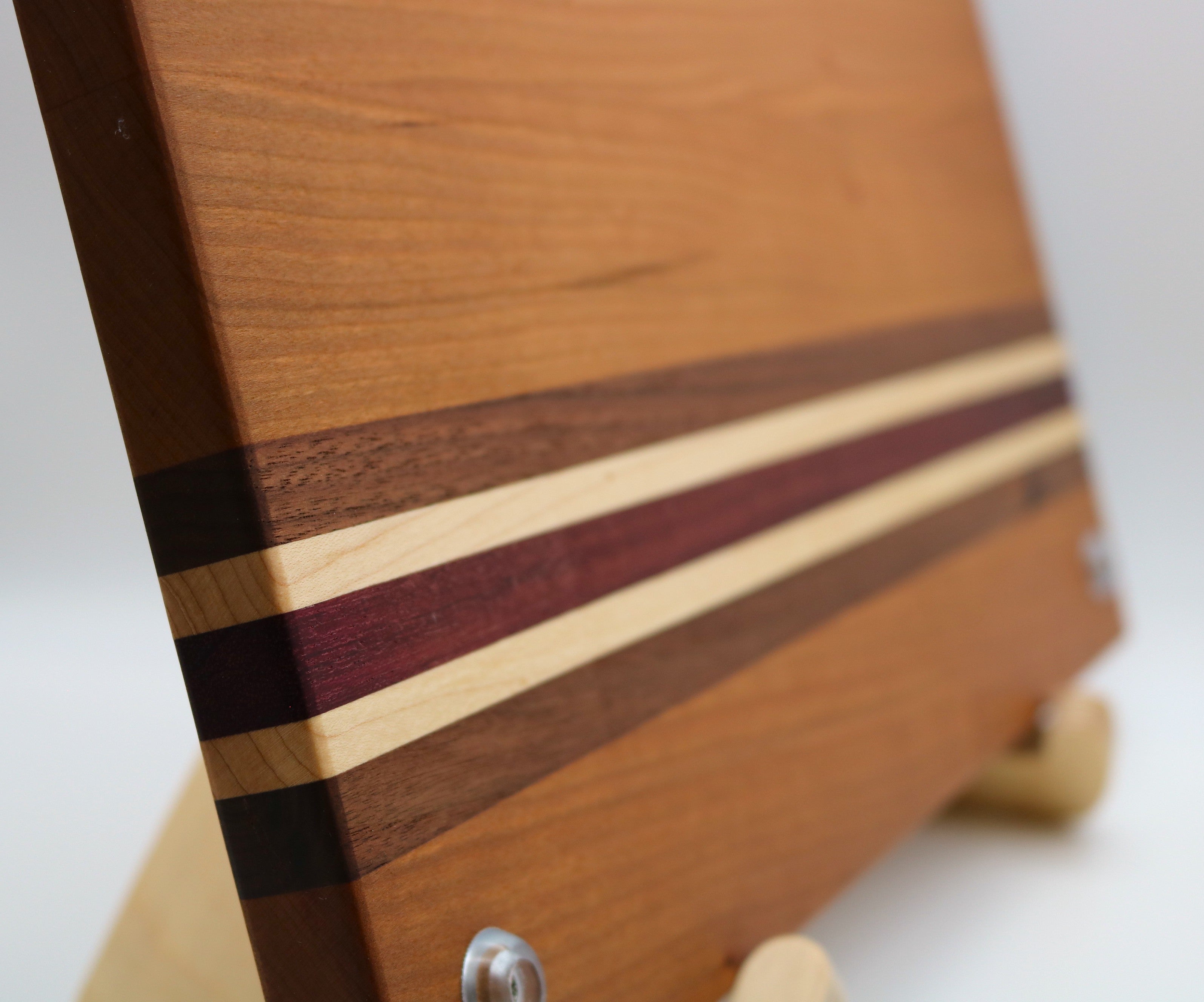 Handmade Cherry Cutting Board with Walnut/Maple/Purple Heart Accent