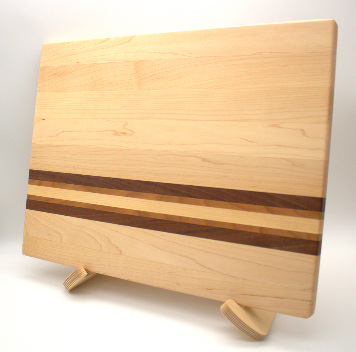 Handmade Maple Cutting Board with Walnut and Cherry Accent
