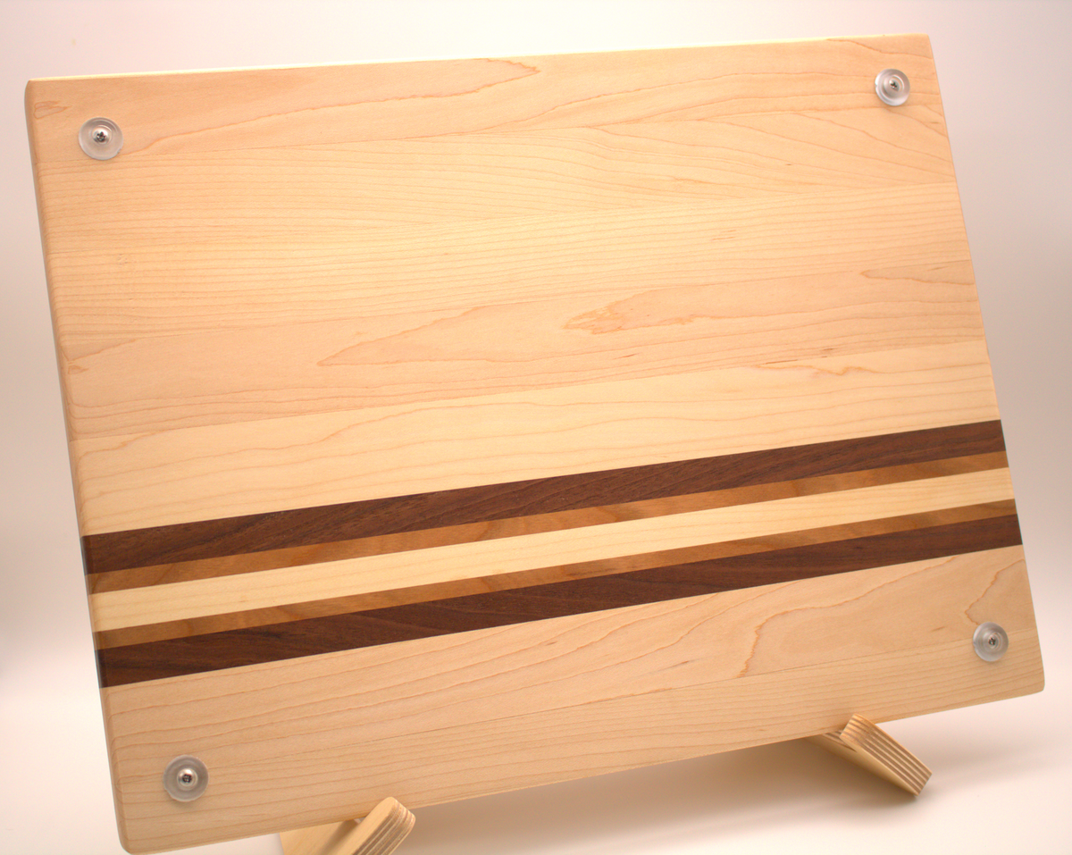 Handmade Maple Cutting Board with Walnut and Cherry Accent