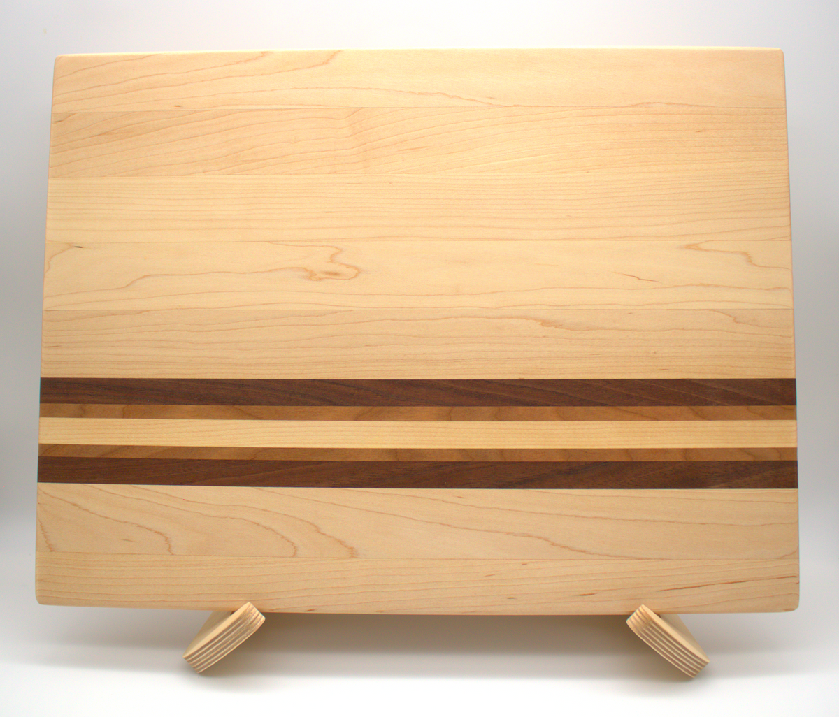 Handmade Maple Cutting Board with Walnut and Cherry Accent