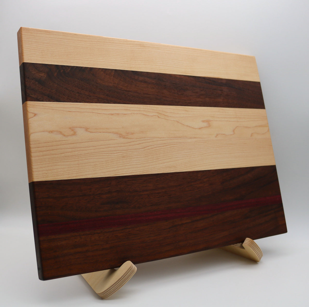 Maple/Walnut Cutting Board with Purple Heart Accent