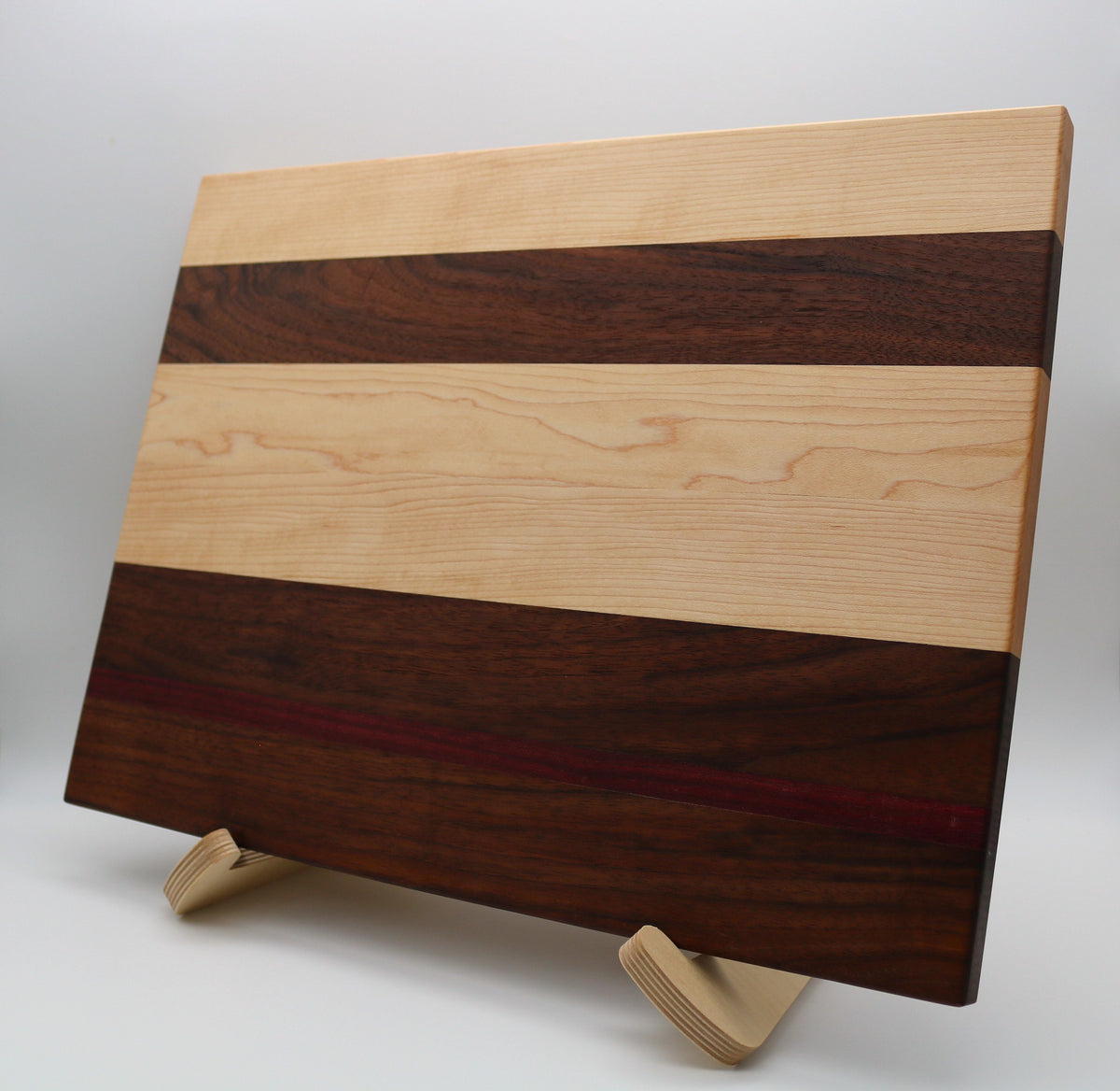 Maple/Walnut Cutting Board with Purple Heart Accent