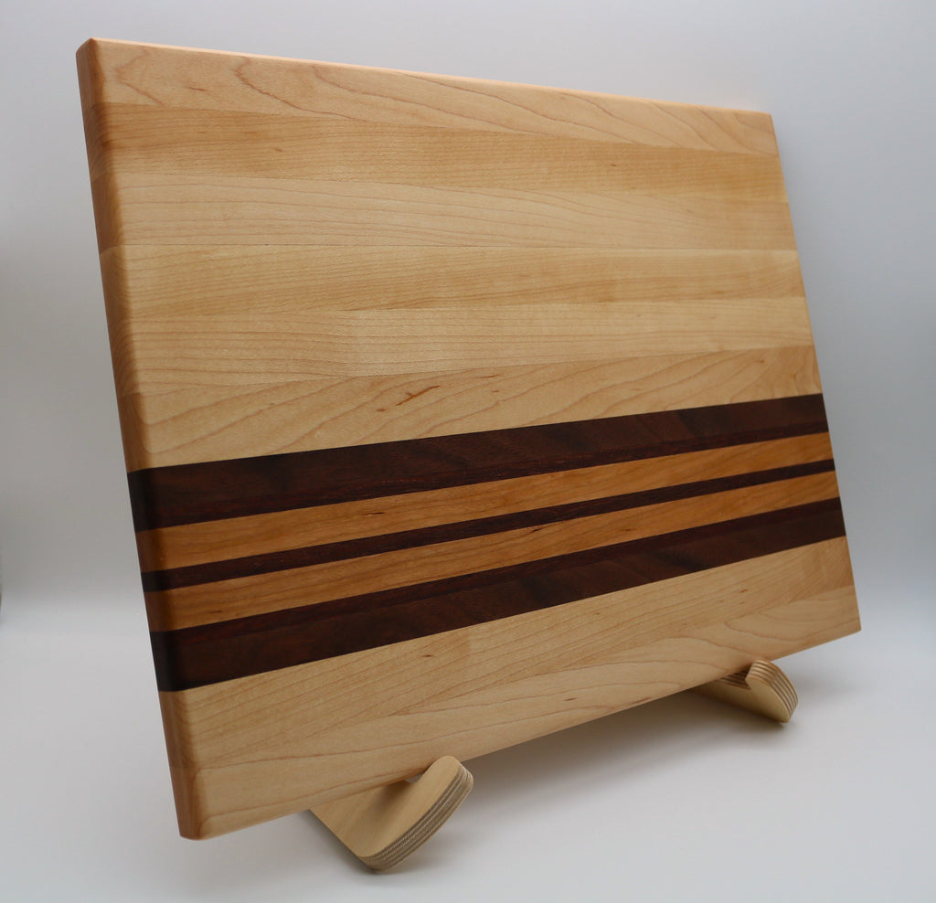 Handmade Maple Cutting Board with Walnut/Cherry/Purple Heart Accent