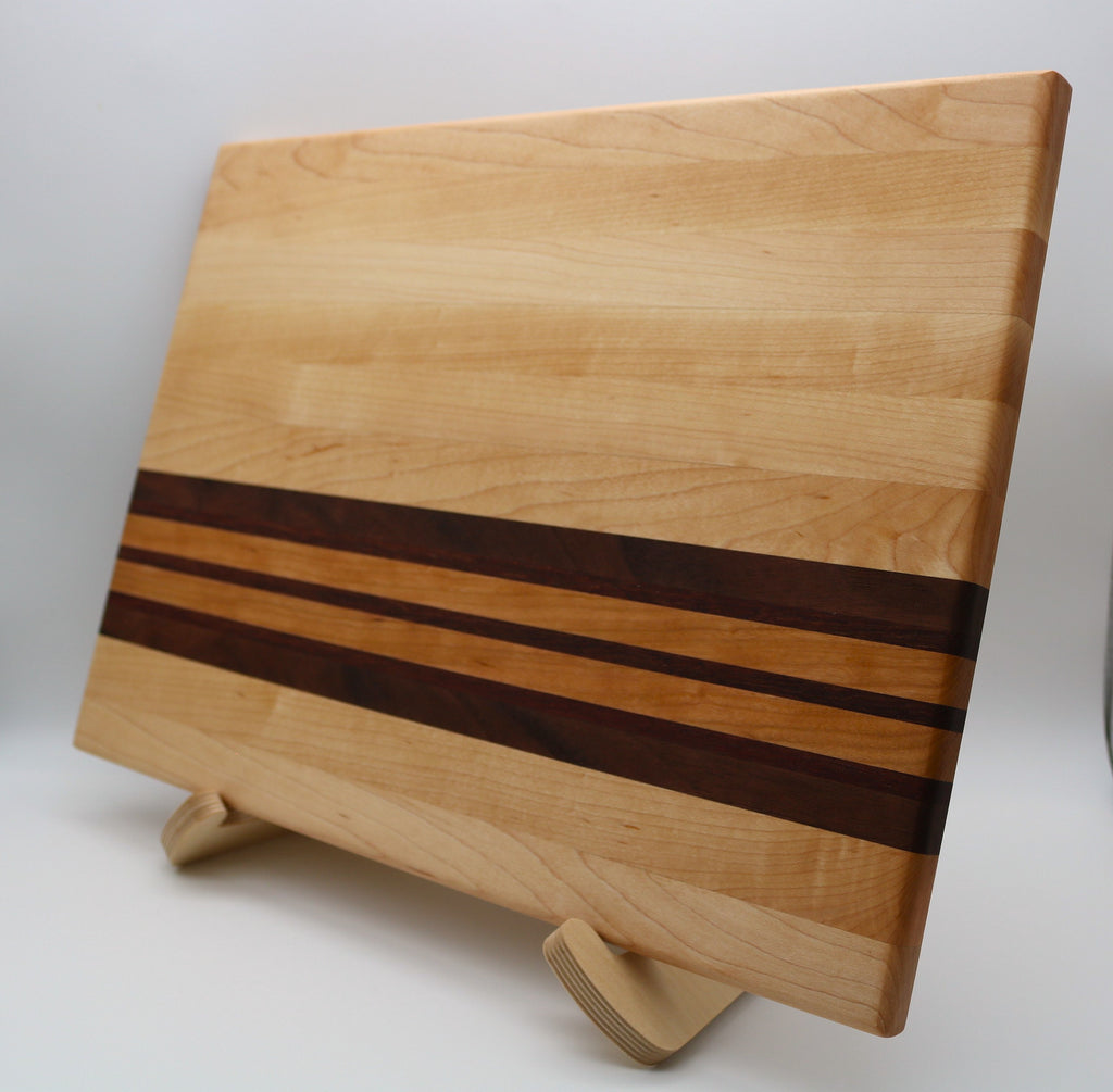 Handmade Maple Cutting Board with Walnut/Cherry/Purple Heart Accent