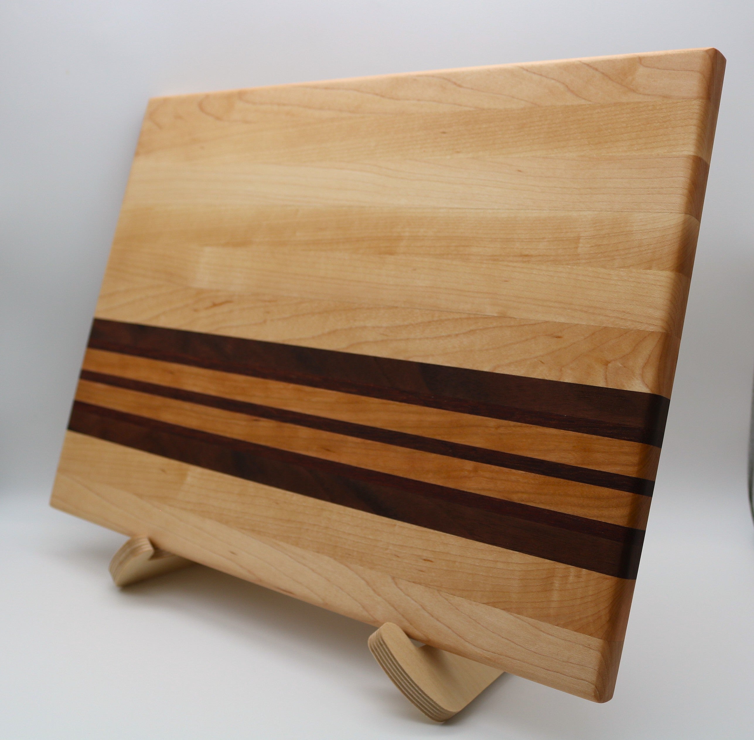 Handmade Maple Cutting Board with Walnut/Cherry/Purple Heart Accent