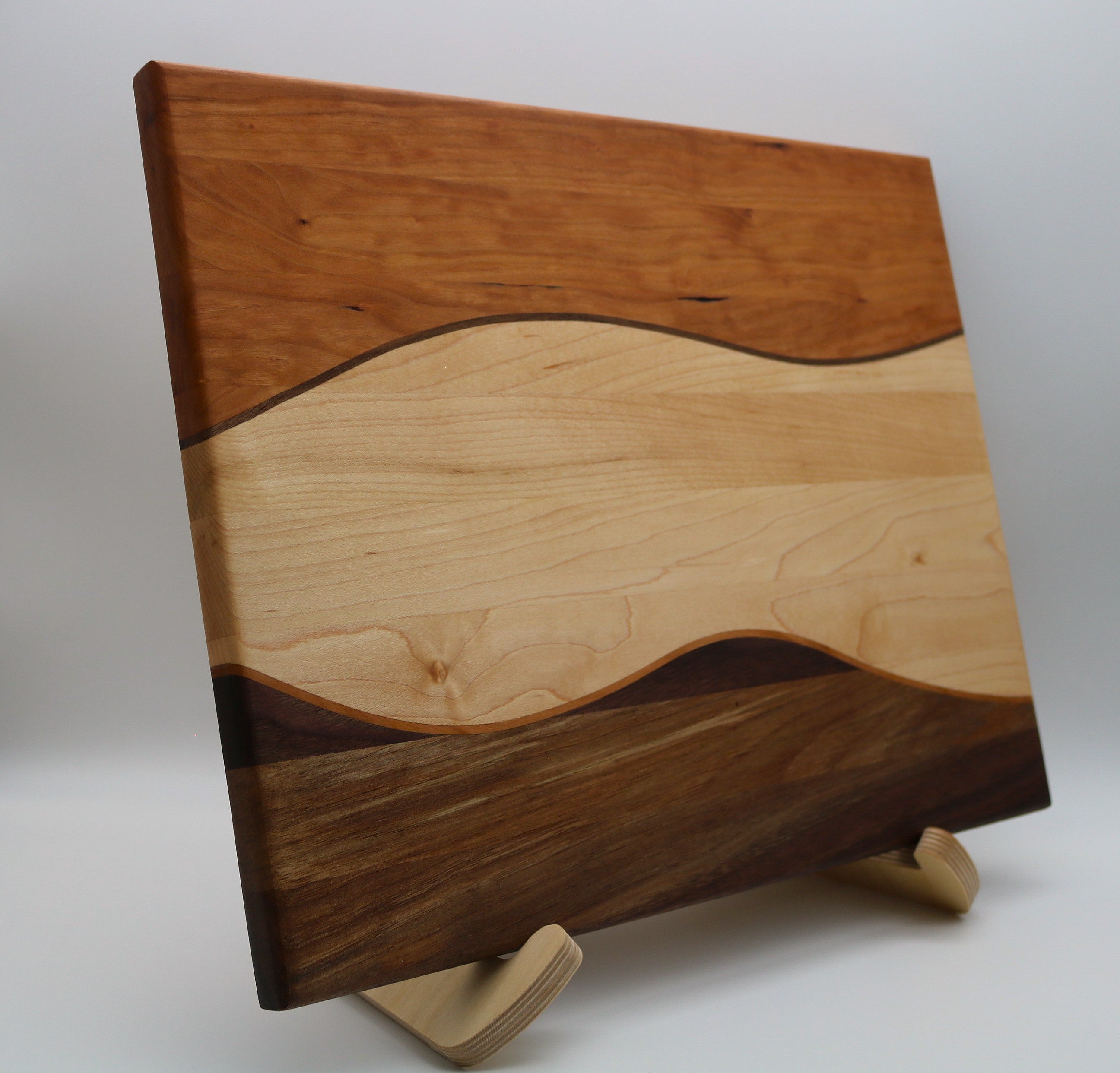 Handmade Cherry/Maple/Walnut Swirl Cutting Board