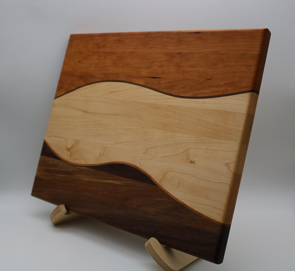 Handmade Cherry/Maple/Walnut Swirl Cutting Board
