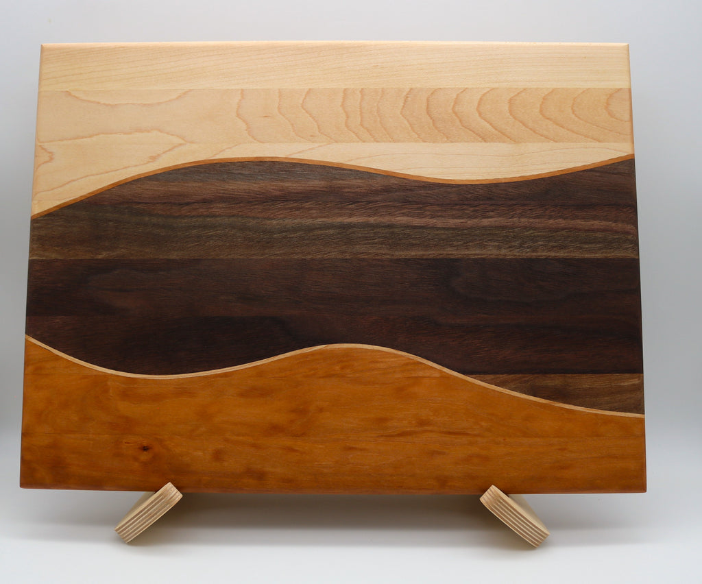 Handmade Maple/Walnut/Cherry Swirl Cutting Board