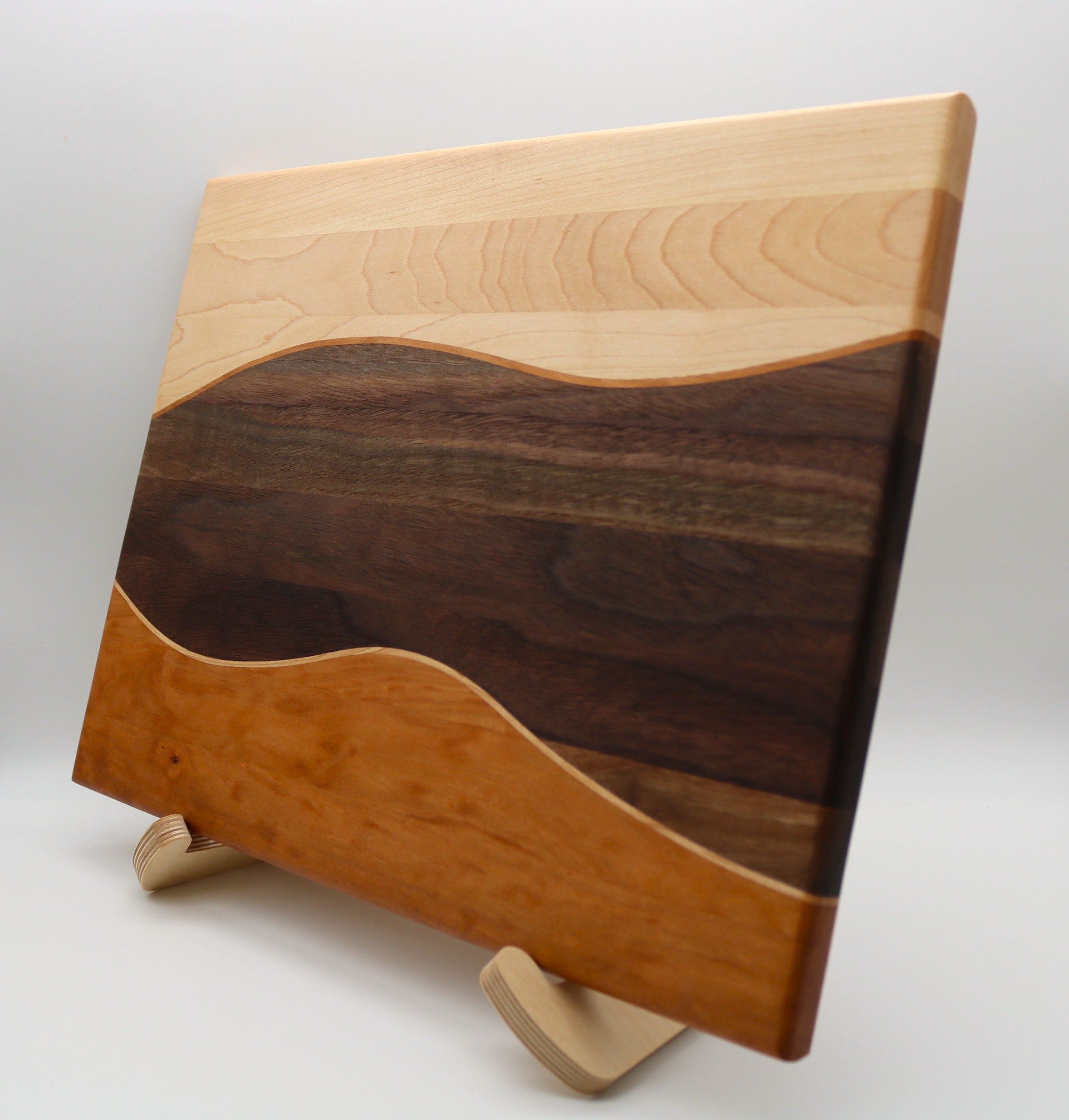 Handmade Maple/Walnut/Cherry Swirl Cutting Board