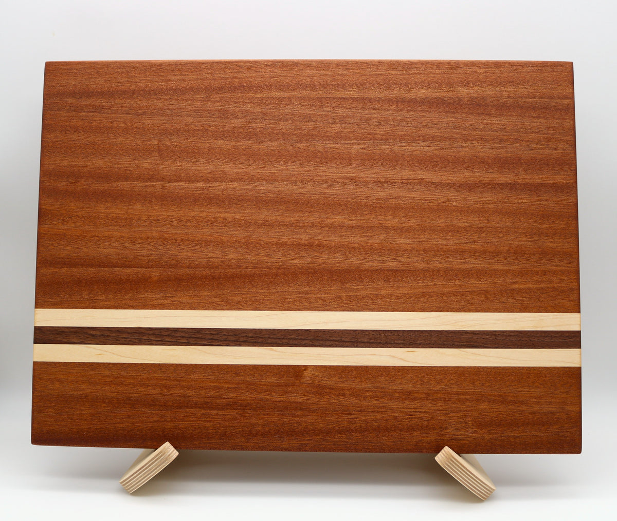 Sapele Cutting Board with Maple and Walnut Accent