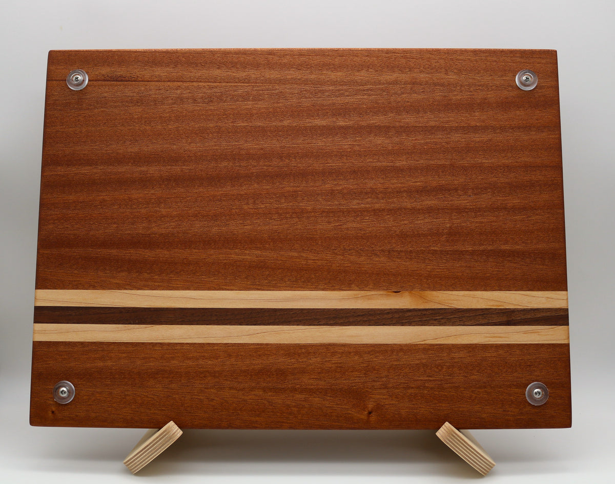 Sapele Cutting Board with Maple and Walnut Accent