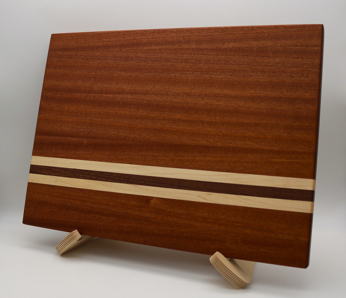 Sapele Cutting Board with Maple and Walnut Accent
