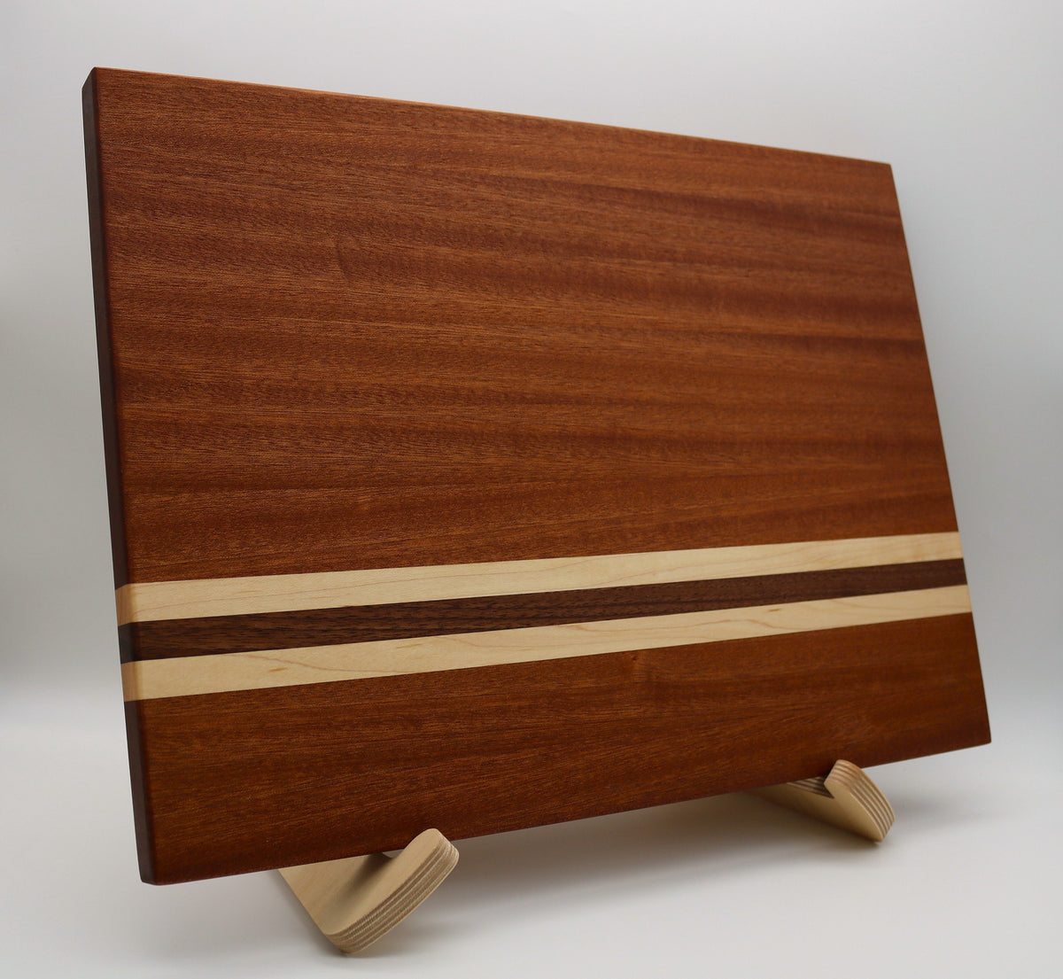 Sapele Cutting Board with Maple and Walnut Accent