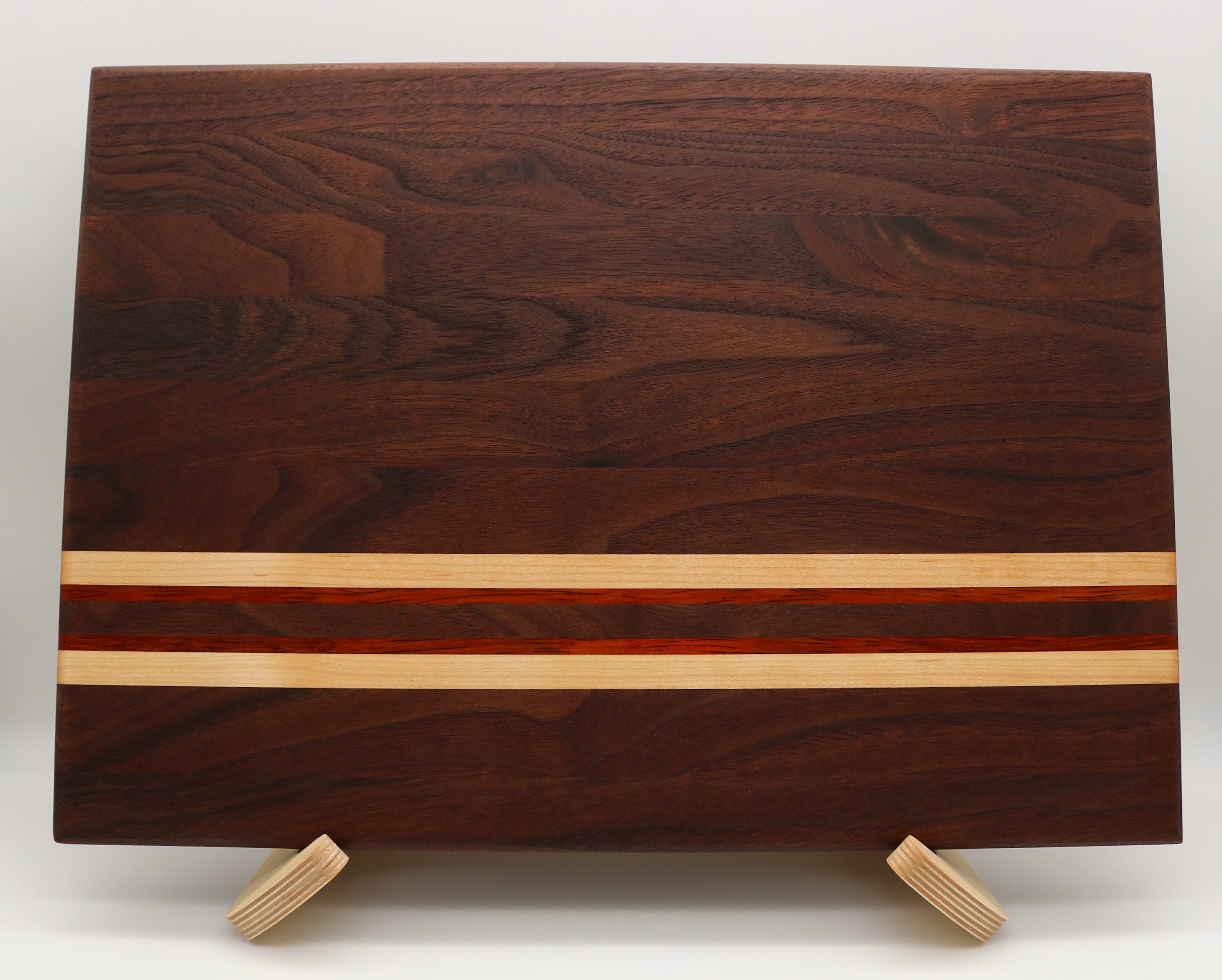 Handmade Walnut Cutting Board with Maple/African Padauk Accent