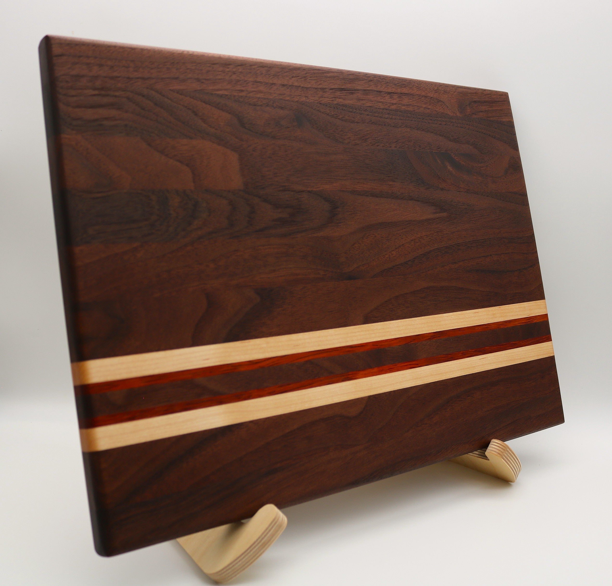 Handmade Walnut Cutting Board with Maple/African Padauk Accent