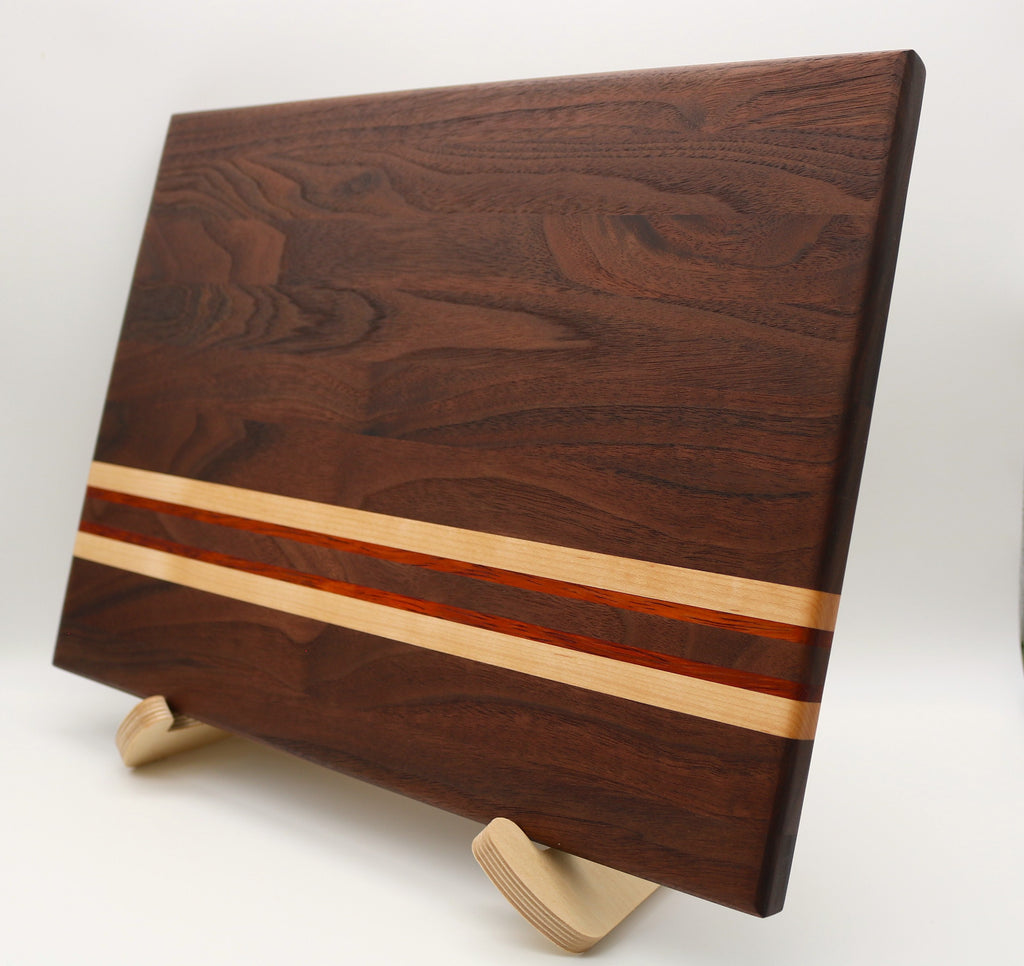 Handmade Walnut Cutting Board with Maple/African Padauk Accent