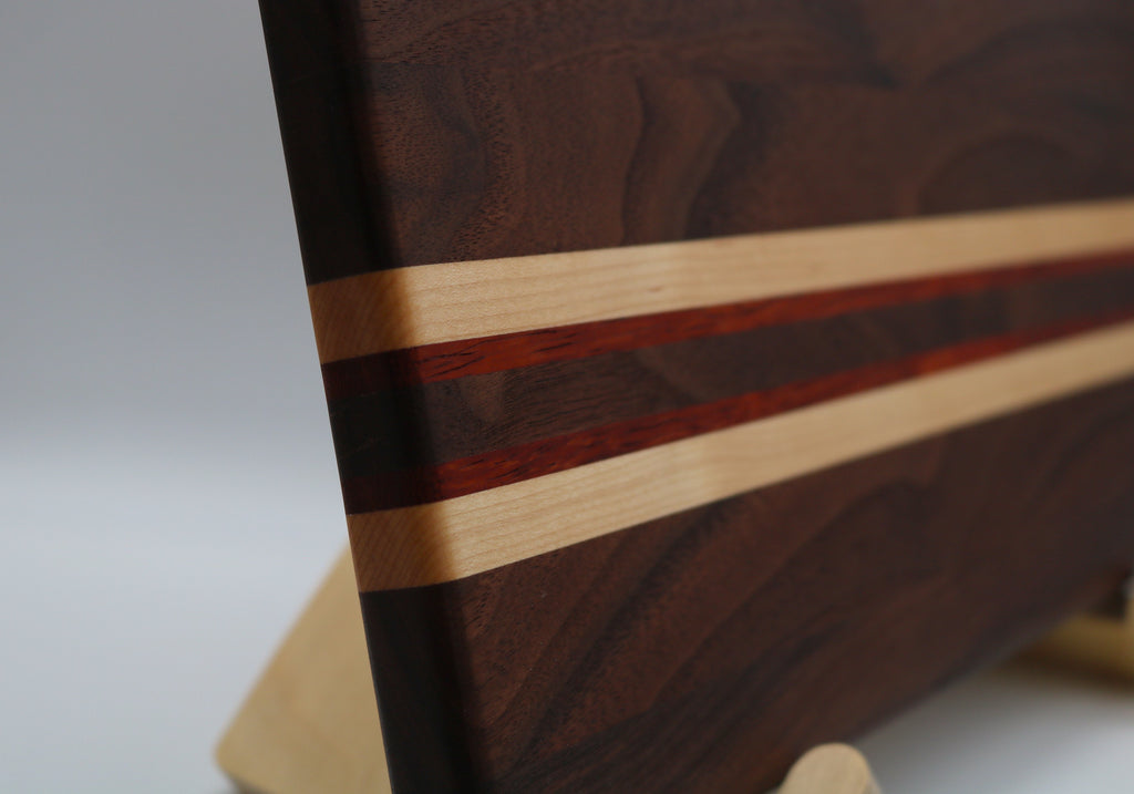 Handmade Walnut Cutting Board with Maple/African Padauk Accent