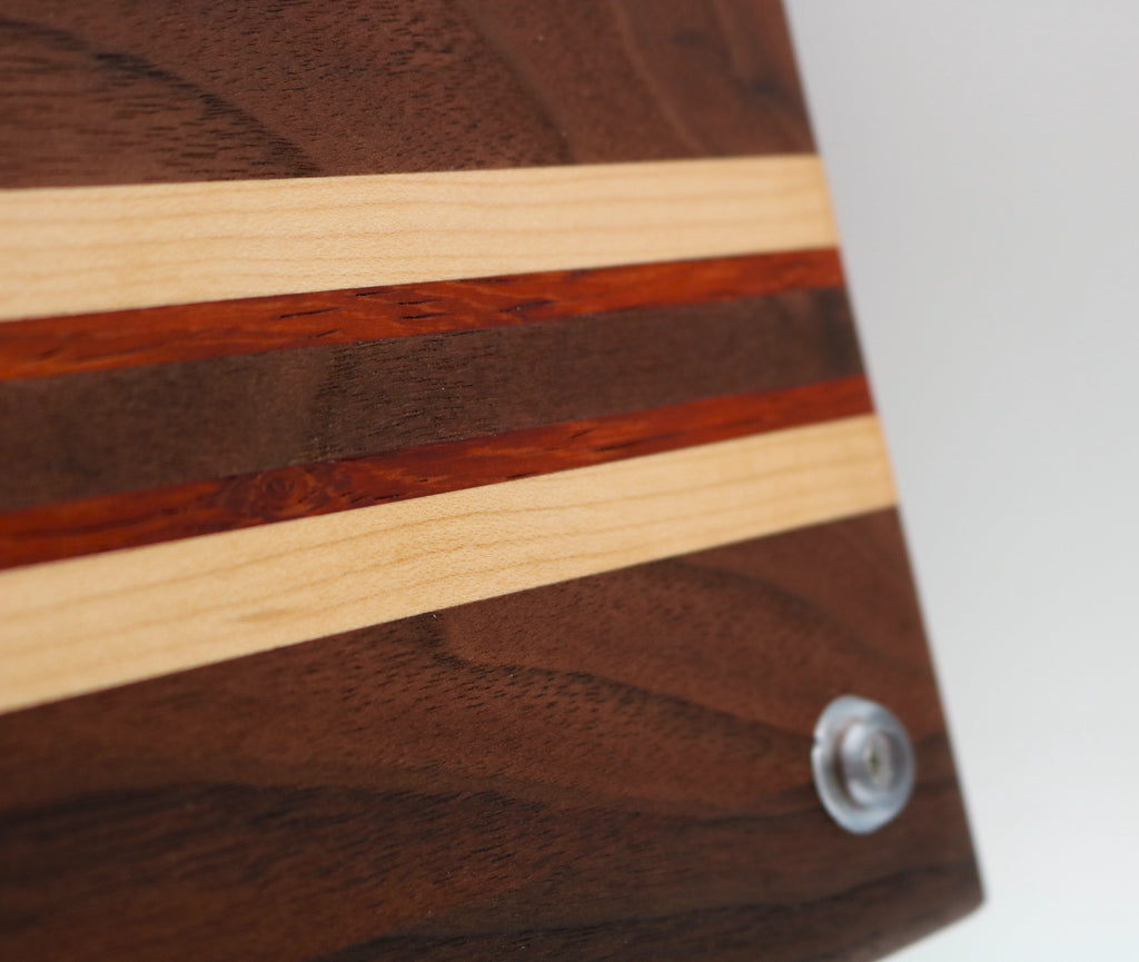 Handmade Walnut Cutting Board with Maple/African Padauk Accent