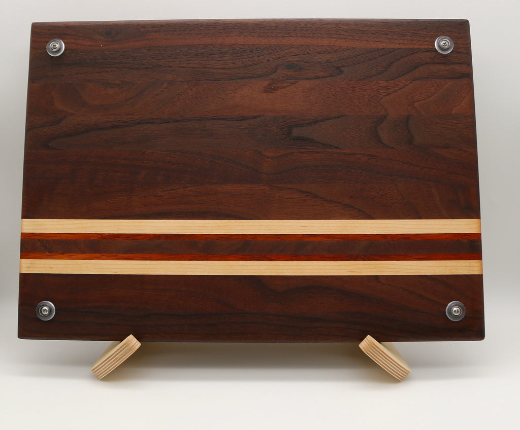 Handmade Walnut Cutting Board with Maple/African Padauk Accent
